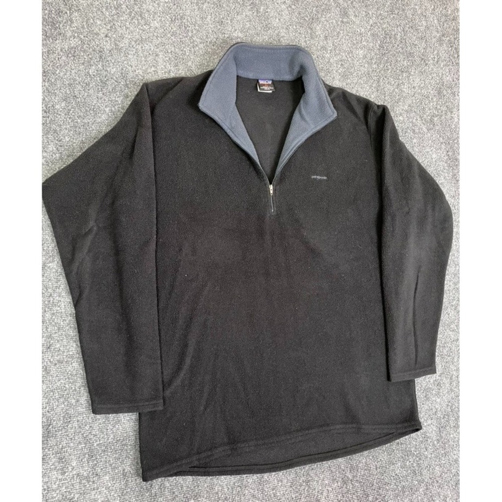 Patagonia Capilene Black Fleece 1/4 zip Polyester Long‎ Sleeve High Neck Size Xl